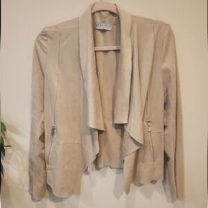 Bagatelle Faux-Suede Drape-Front Tan Jacket